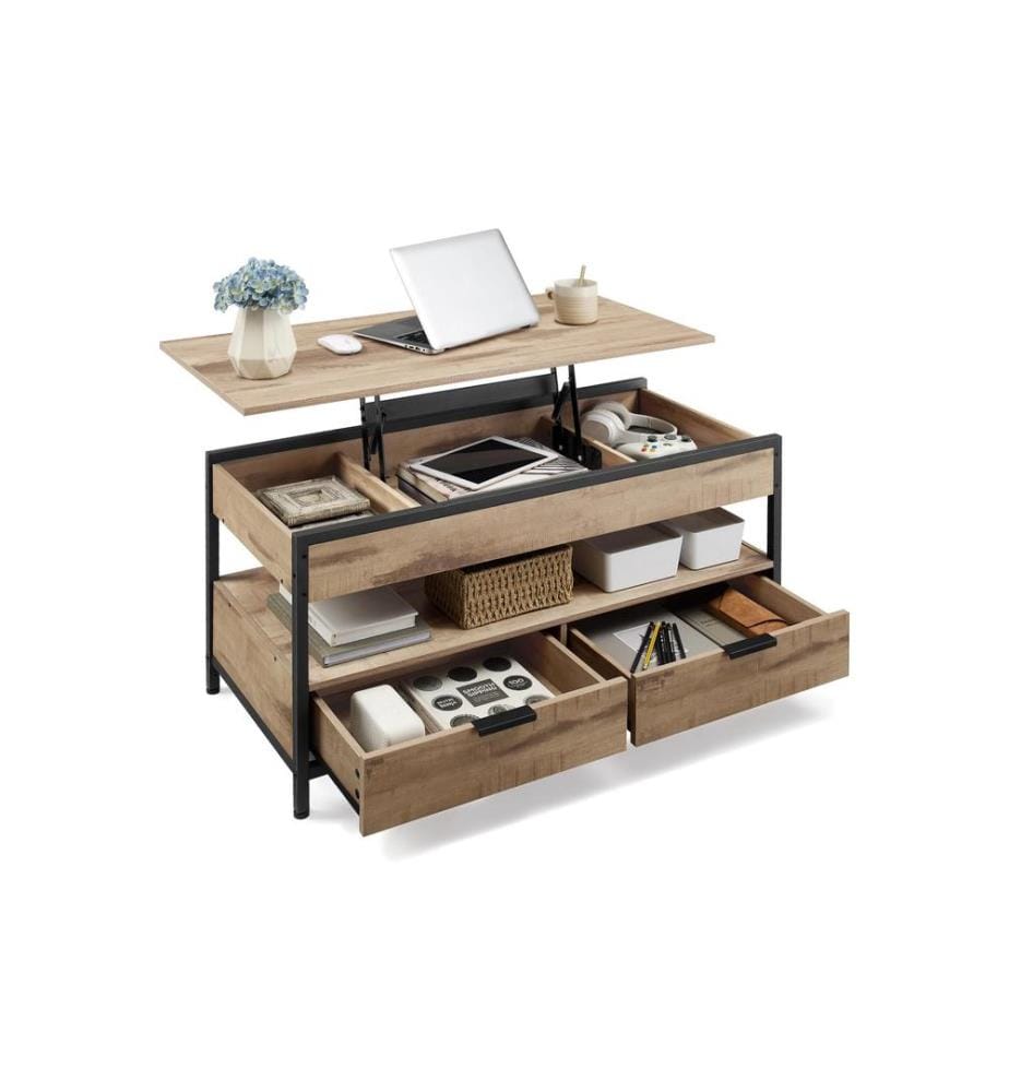 VASAGLE - Table basse 100 x 48 cm/63 cm, Brun