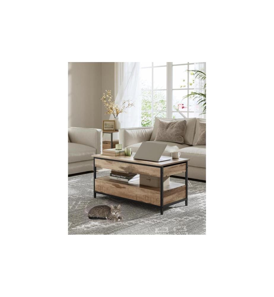 VASAGLE - Table basse 100 x 48 cm/63 cm, Brun