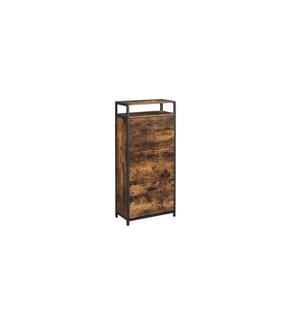 VASAGLE - Armoire à chaussures avec 3 volets 60 x 130 cm, Brun/Noir
