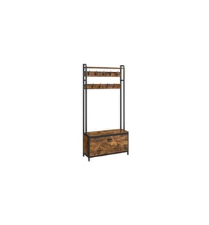 VASAGLE - Wandgarderobe 85 cm x 180 cm, Braun/Schwarz