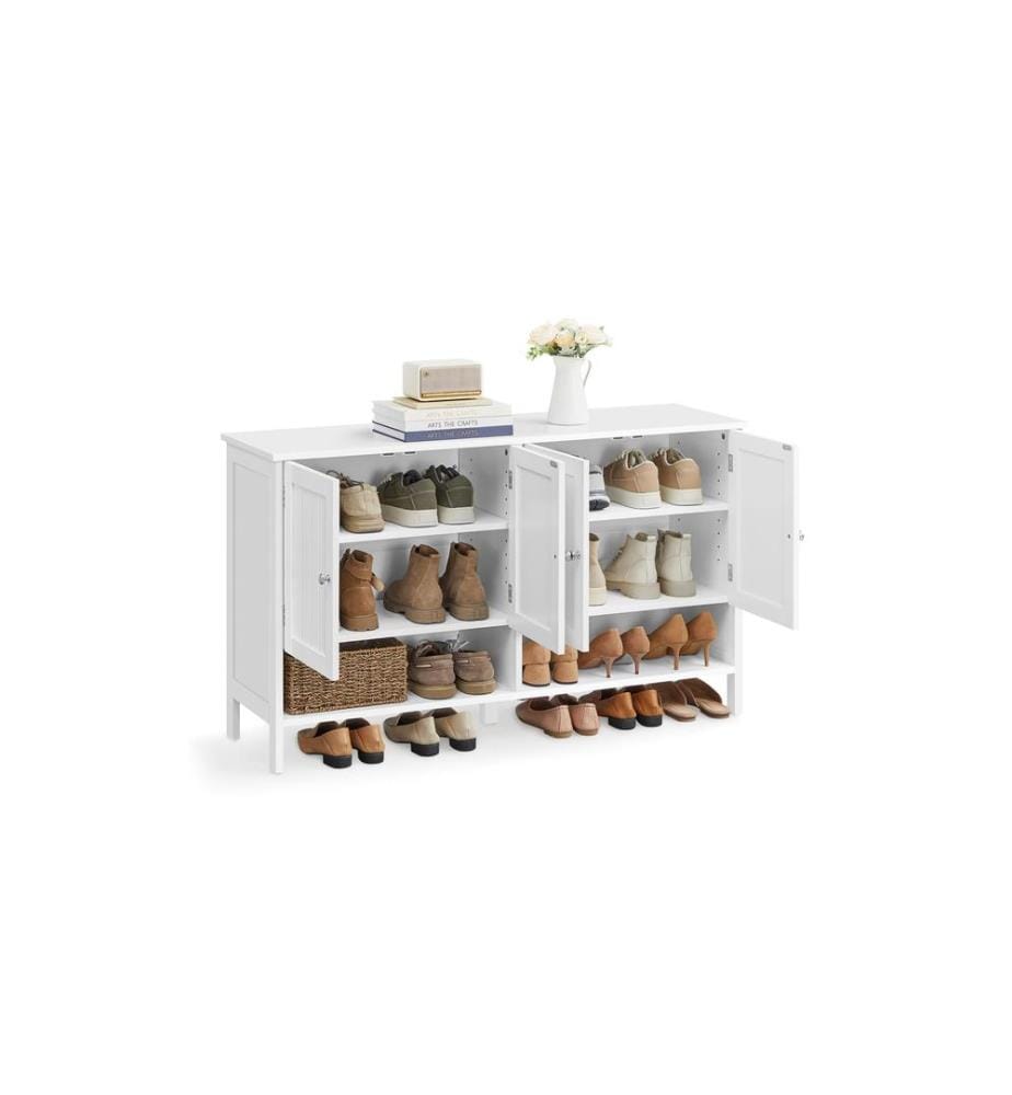 VASAGLE - Armoire à chaussures Style maison de campagne 120 x 70 cm, Blanc