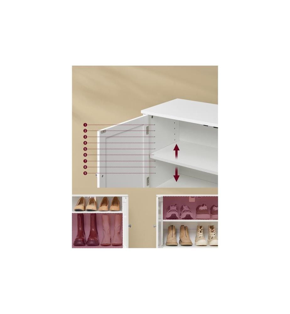 VASAGLE - Armoire à chaussures Style maison de campagne 120 x 70 cm, Blanc