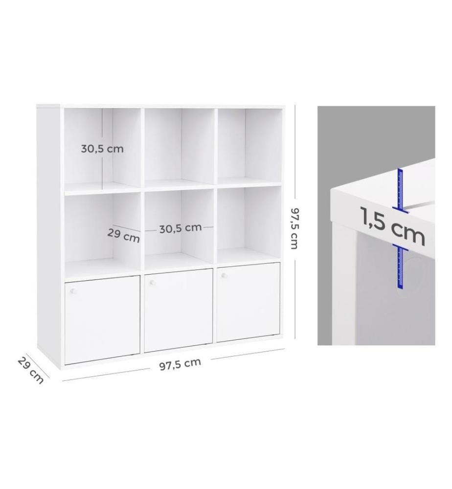VASAGLE - Regal mit 9 Fächern 97.5 x 97.5 cm, Weiss