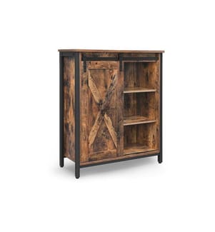 VASAGLE - Commode avec porte coulissante 70 x 80 cm, Brun/Noir