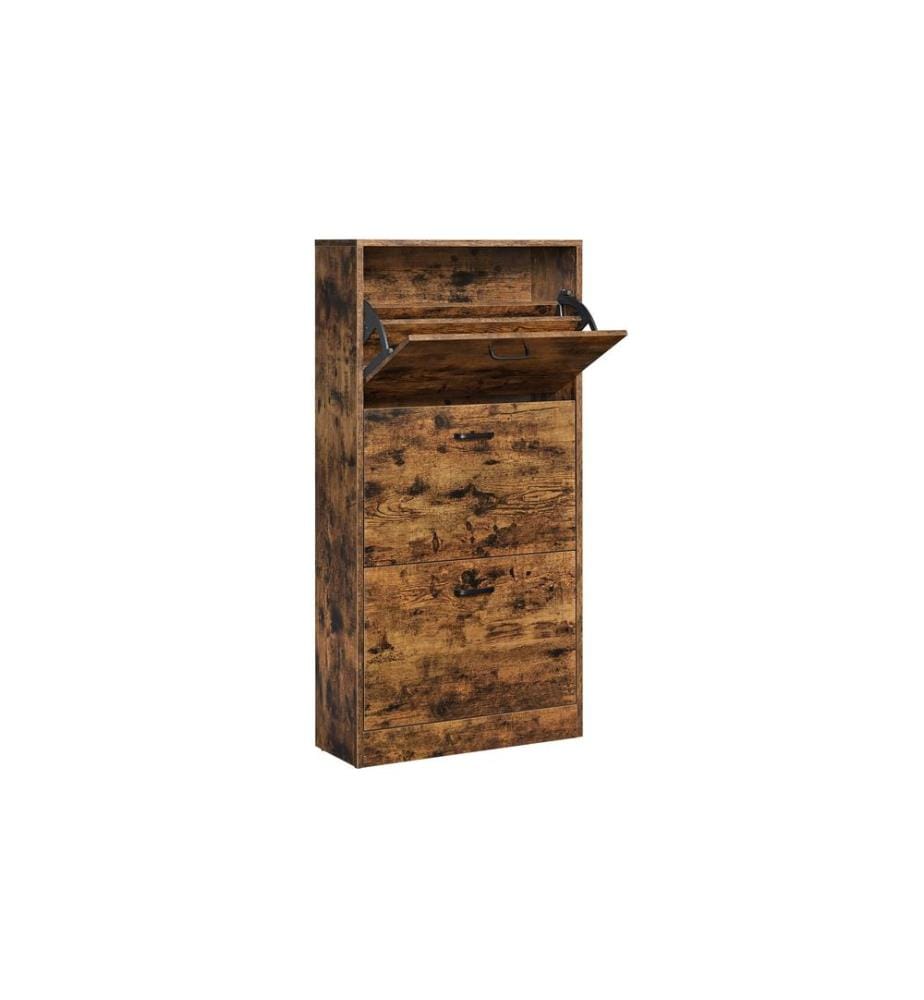 VASAGLE - Armoire à chaussures avec 3 volets 60 x 120 cm, Brun