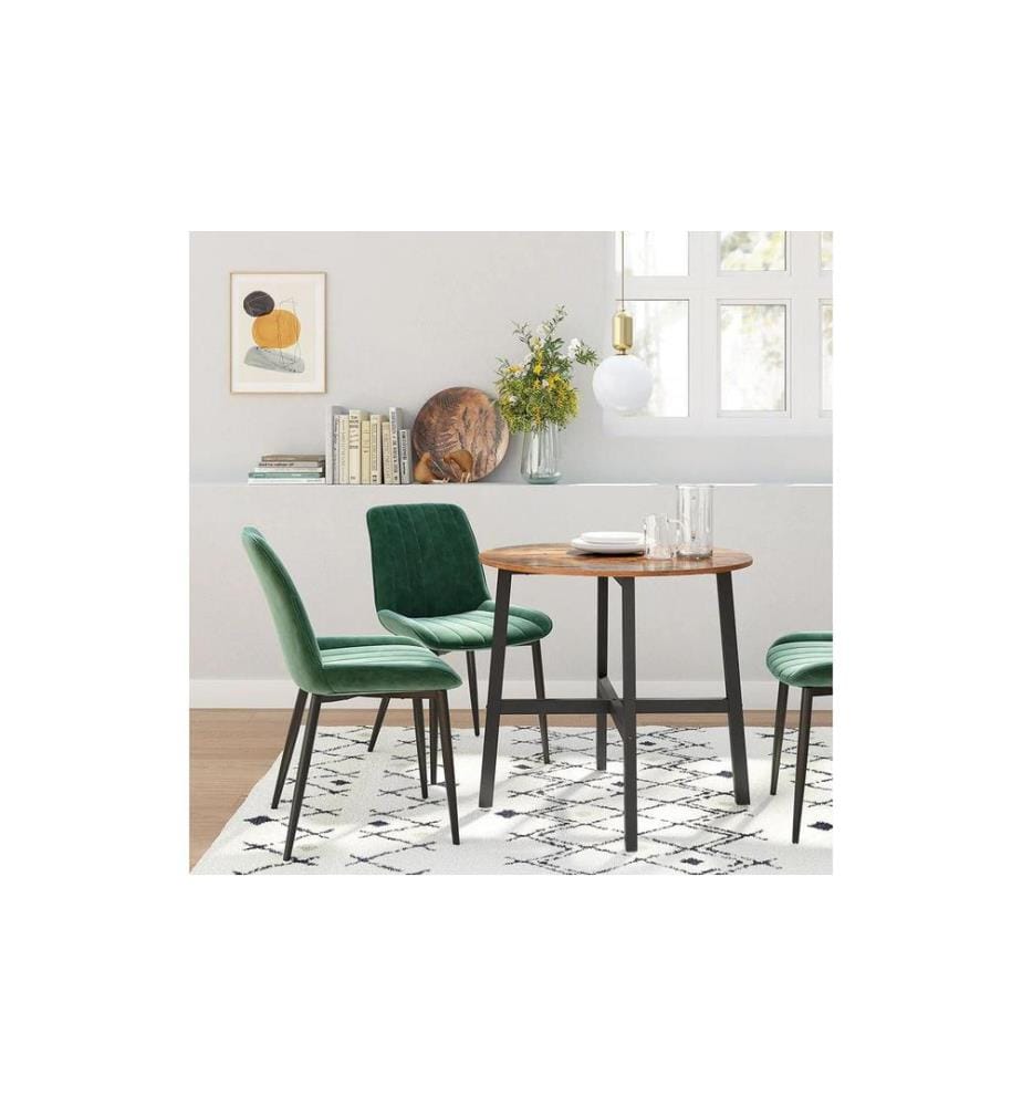 VASAGLE - Table rond 80 x 75 cm, Brun/Noir