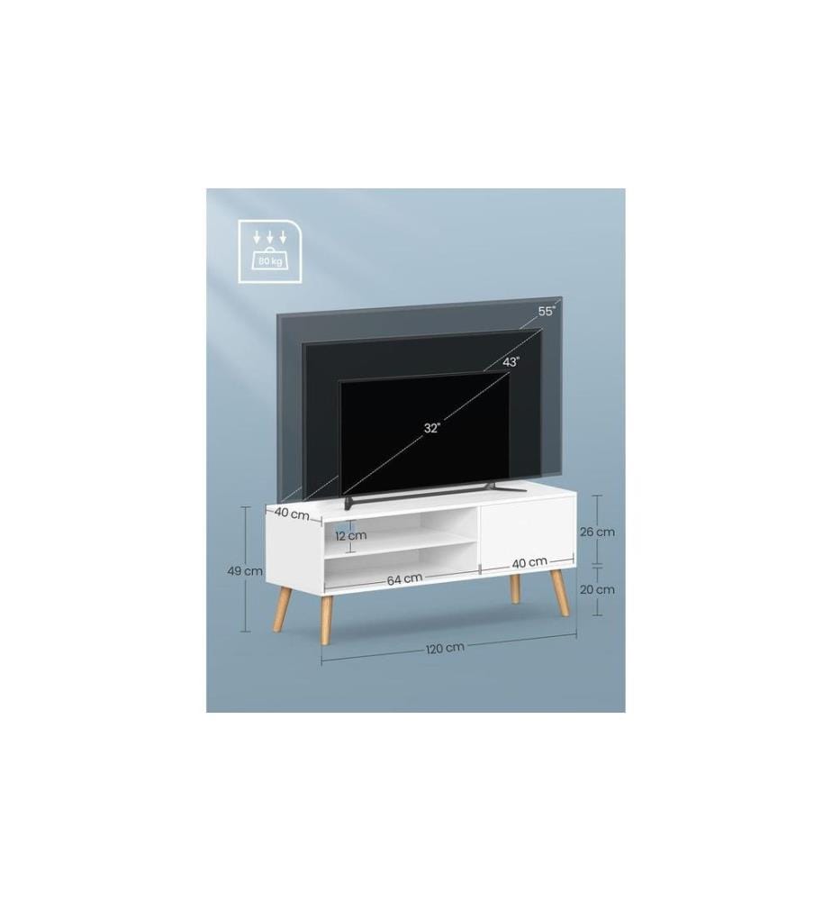 VASAGLE - TV-Möbel Skandinavisch 110 x 40 cm, Weiss