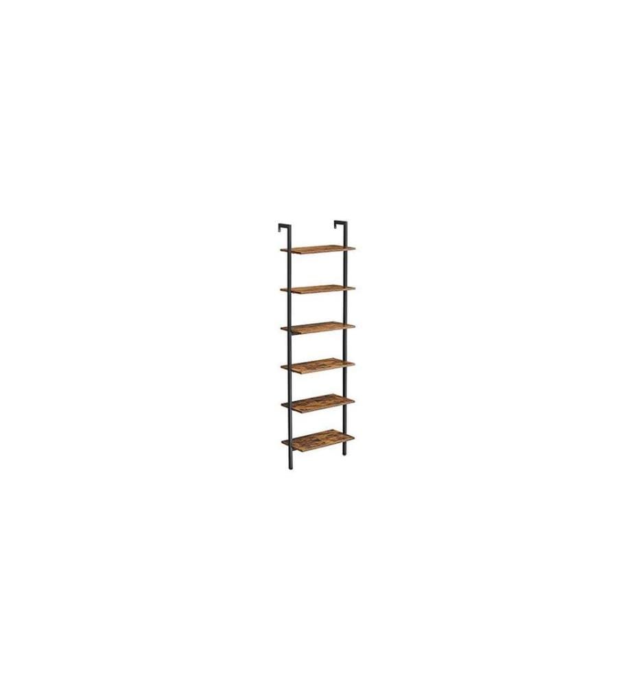 VASAGLE - Wandregal mit 6 Ebenen 60 x 30 x 204.8 cm, Braun/Schwarz