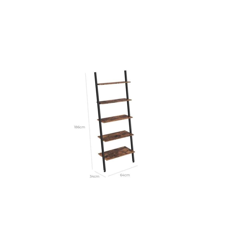 VASAGLE - Leiter-Regal mit 5 Sprossen Braun/Schwarz