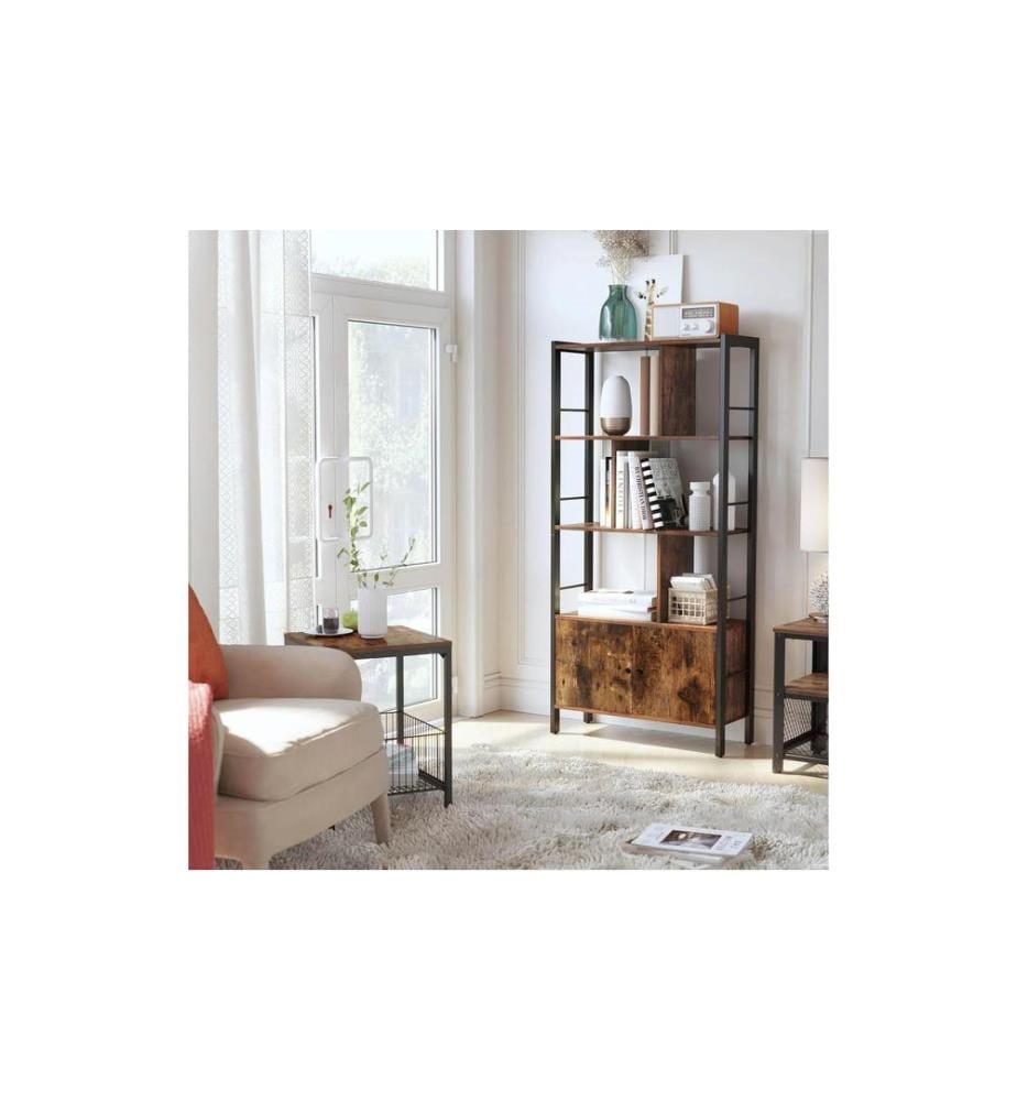 VASAGLE - Regal mit 4 Ebenen 74 x 154.5 cm, Braun/Schwarz