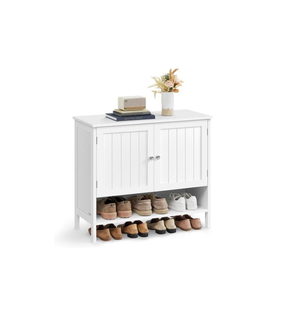 VASAGLE - Schuhschrank Landhausstil 80 x 70 cm, Weiss