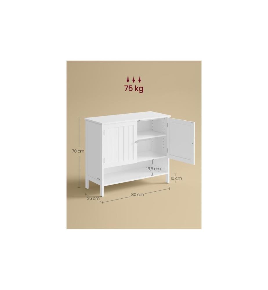 VASAGLE - Schuhschrank Landhausstil 80 x 70 cm, Weiss