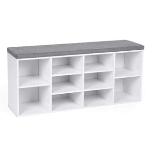 VASAGLE - Schuhregal mit Polster, 104 x 48 cm, Weiss