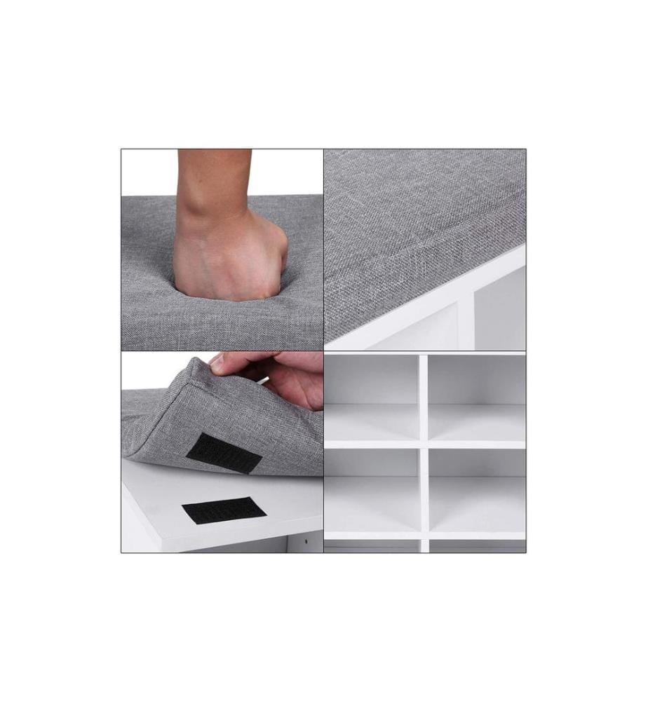 VASAGLE - Étagère à chaussures avec coussin, 104 x 48 cm, Blanc