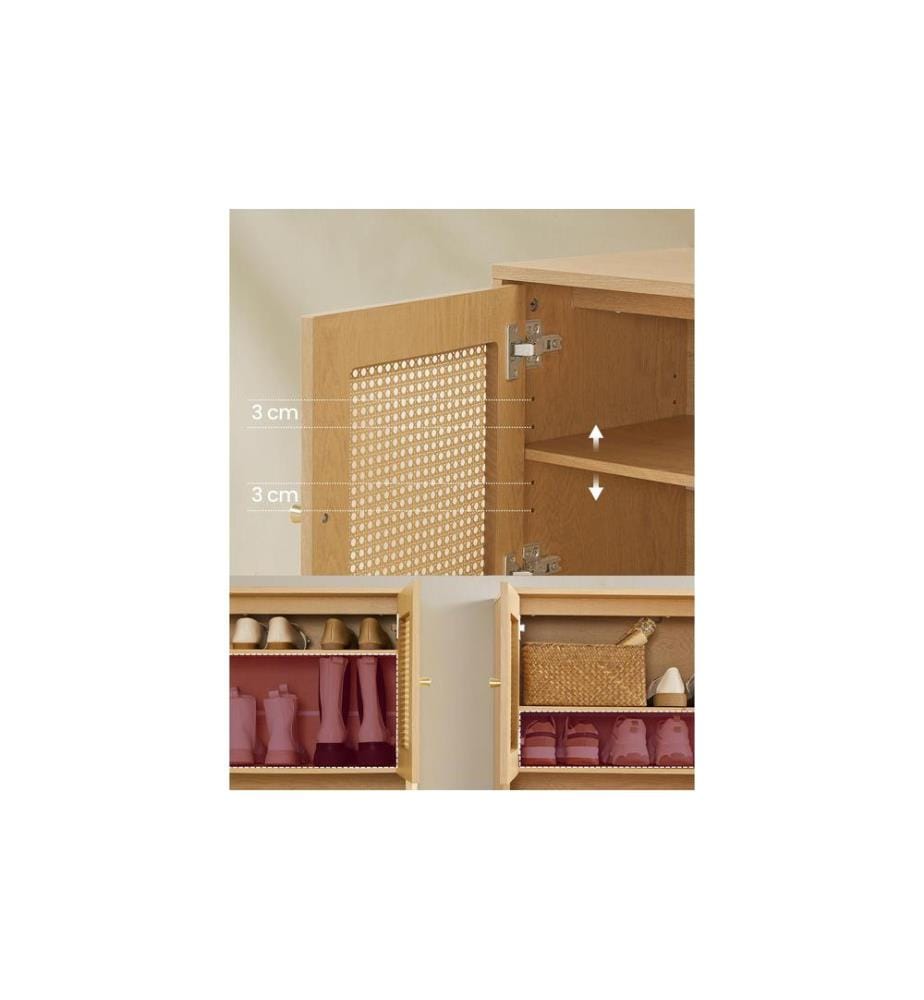 VASAGLE - Schuhschrank Boho-Stil 80 x 70 cm, Beige