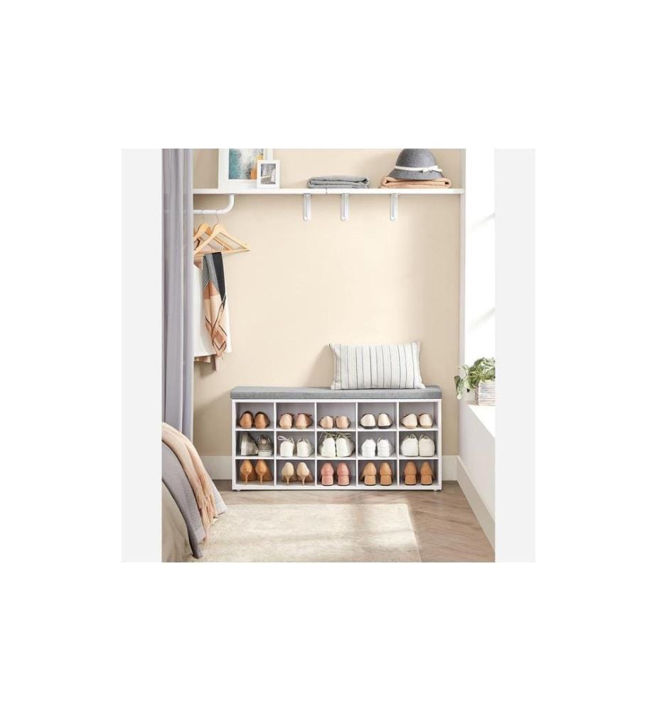 VASAGLE - Armoire à chaussures avec rembourrage 105 x 48 cm, Blanc