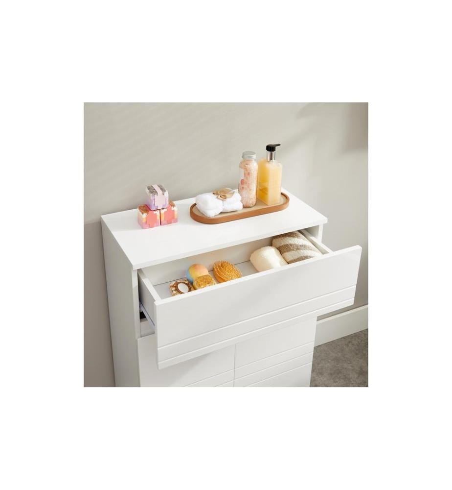 VASAGLE - Badezimmerregal mit Schublade 80 x 30 cm, Weiss
