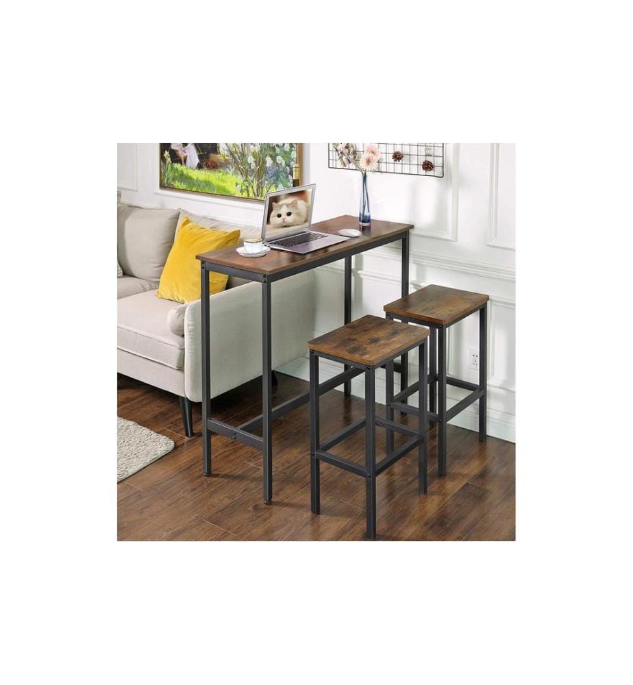 VASAGLE - Bartisch mit Metallgestell 100 x 90 cm, Braun/Schwarz