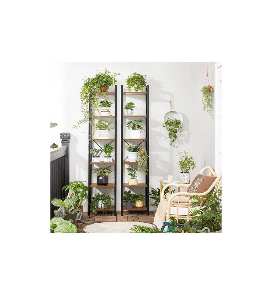 VASAGLE - Regal mit 6 Ebenen 40 x 178.6 cm, Braun/Schwarz