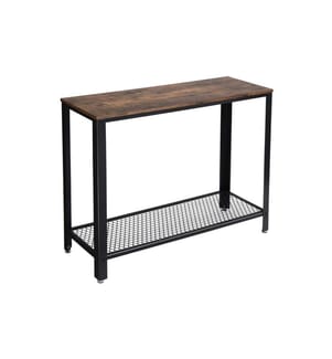 VASAGLE - Table console avec étagère grillagée 101.5 x 80 cm, Brun/Noir