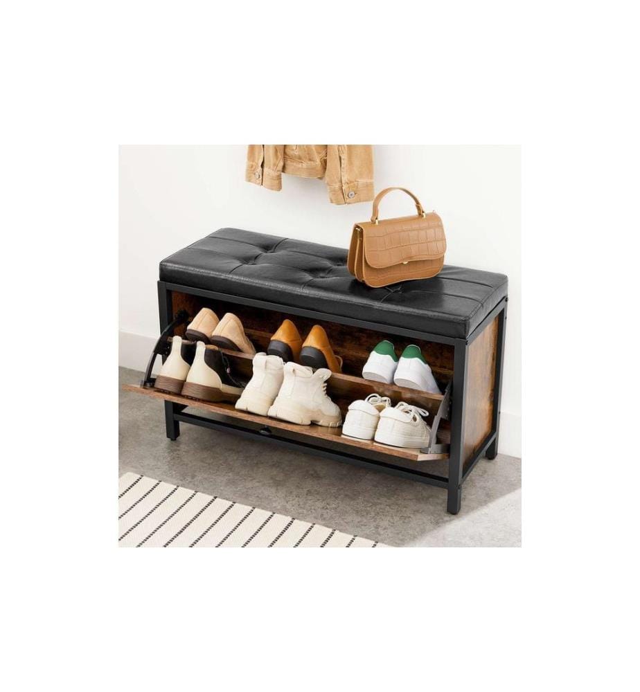 VASAGLE - Schuhschrank mit Polster 80 x 51 cm, Braun