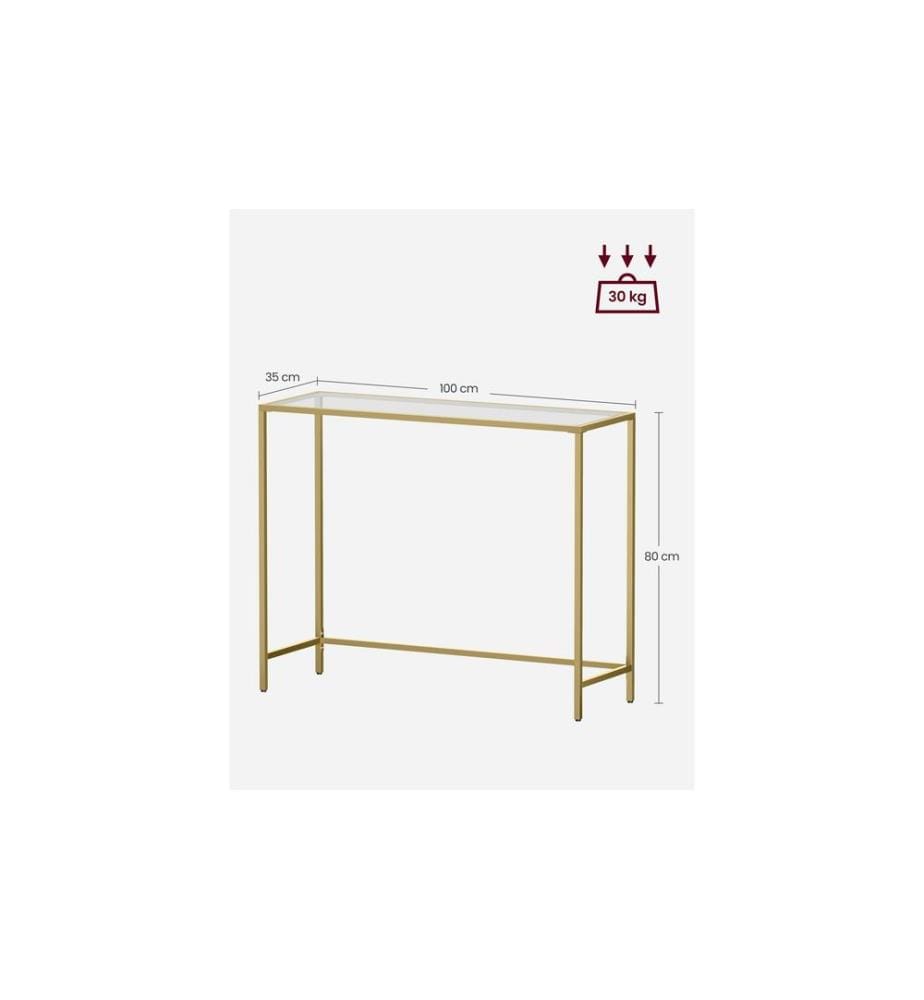 VASAGLE - Table console 80 cm x 100 cm, Doré