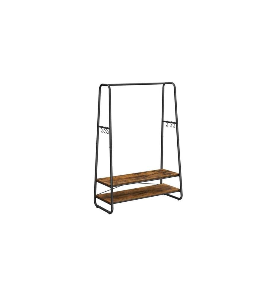 VASAGLE - Garderobe Vintage 160 cm, Braun/Schwarz