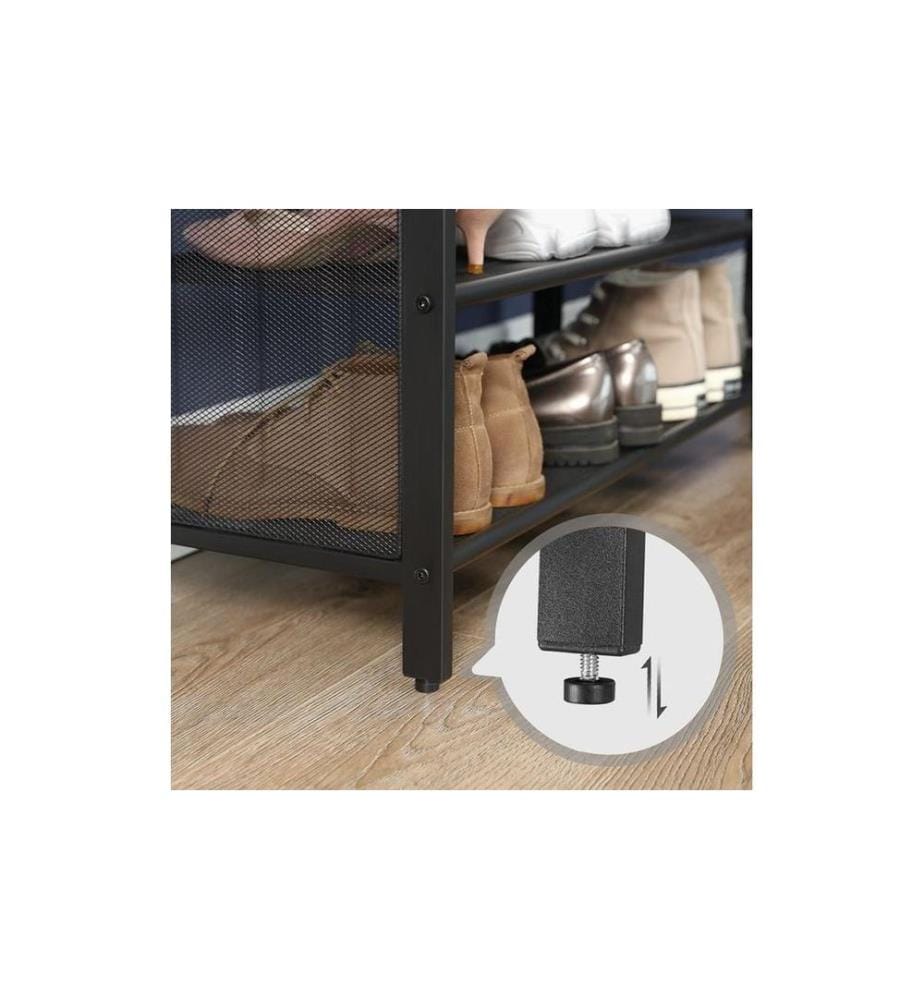 VASAGLE - Schuhregal mit Sitzpolster 80 x 48 cm, Braun/Schwarz