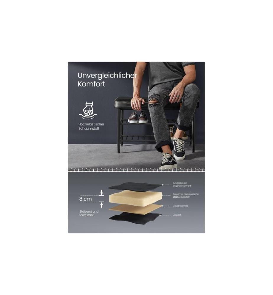 VASAGLE - Schuhorganizer Ekho 80 x 50 cm, Schwarz