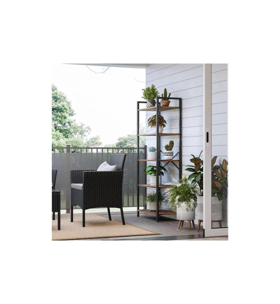 VASAGLE - Regal mit 5 Ebenen 66 x 153 cm, Braun/Schwarz