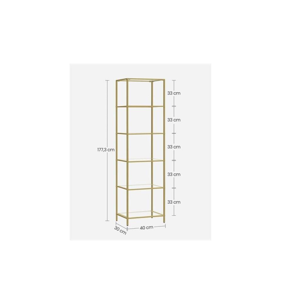 VASAGLE - Regal 5 Ablagen 40 x 177.3 cm, Gold