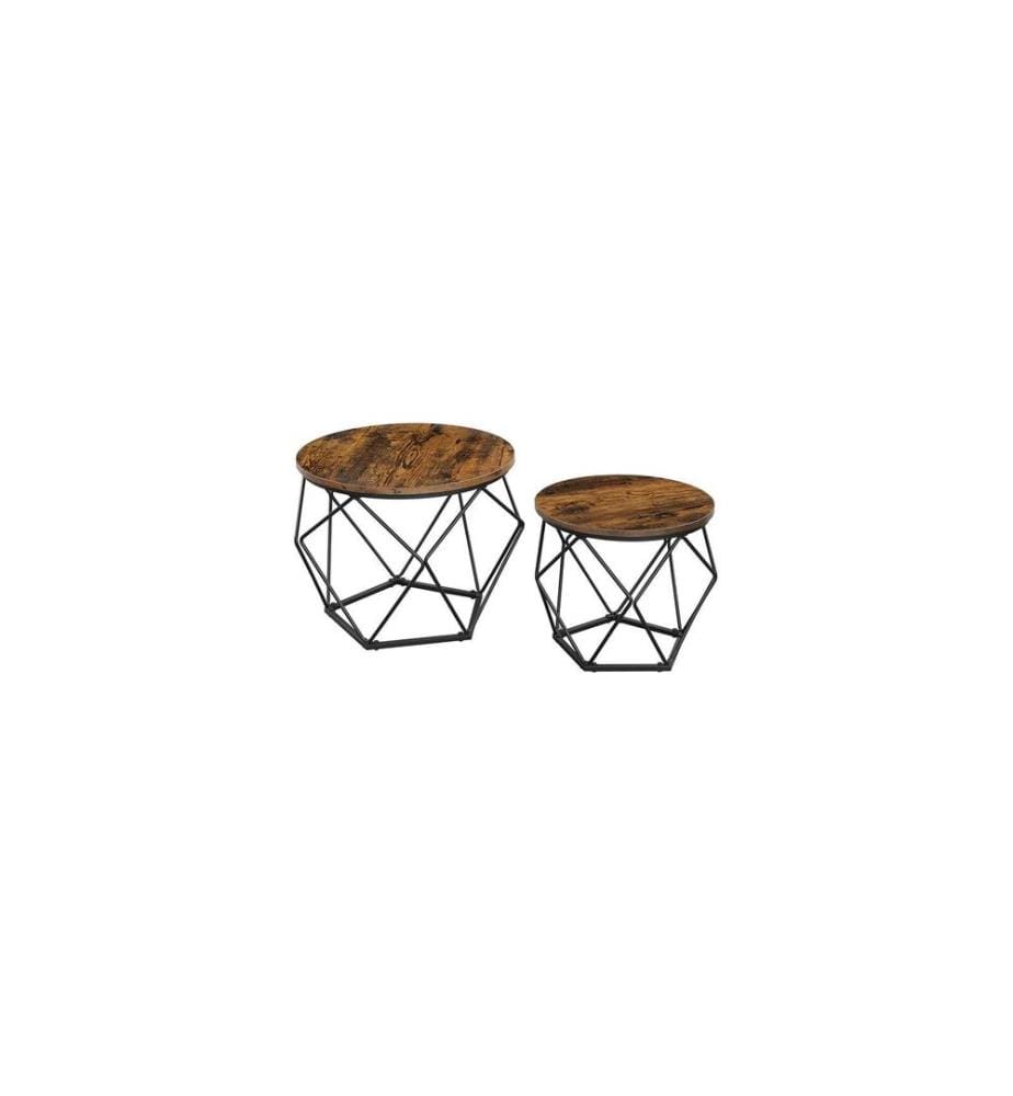 VASAGLE - Table basse Lot de 2 40/50 x 36 cm/40 cm, Brun/Noir