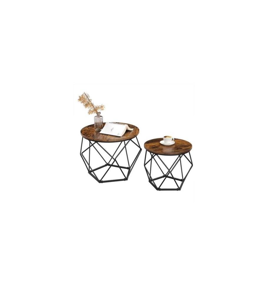 VASAGLE - Table basse Lot de 2 40/50 x 36 cm/40 cm, Brun/Noir