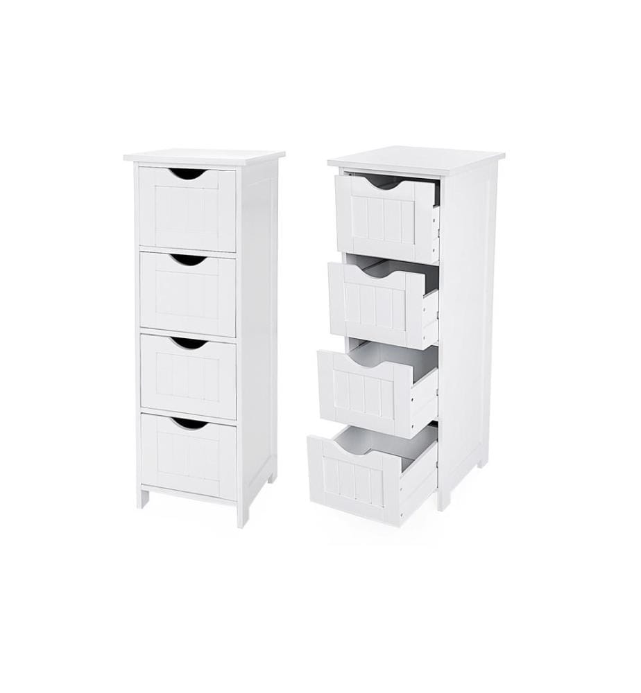 VASAGLE - Badezimmerregal mit 4 Schubladen 30 x 82 cm, Weiss
