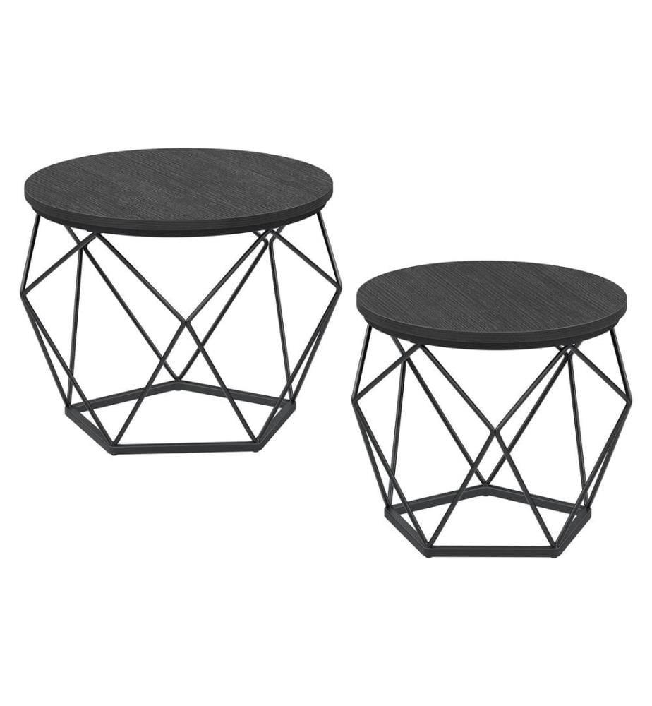 VASAGLE - Set de 2 tables basses 40/50 x 36 cm/40 cm, Noir
