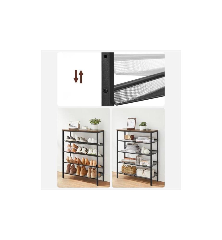 VASAGLE - Schuhorganizer 75 x 93 cm, Braun/Schwarz