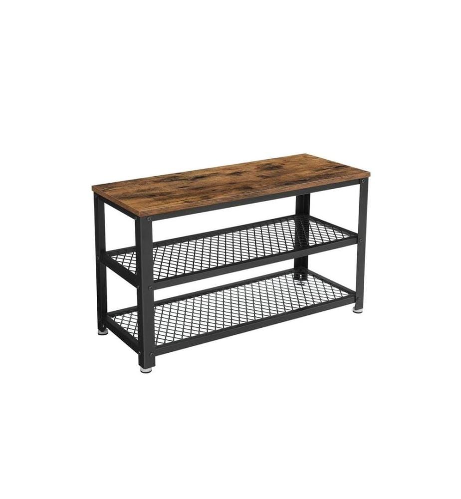 VASAGLE - Schuhregal mit 2 Ablagen 73 x 45 cm, Braun/Schwarz