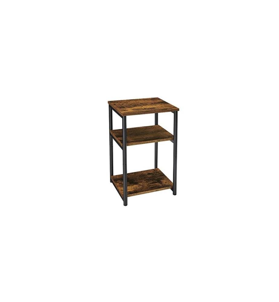 VASAGLE - Table d'appoint avec 3 niveaux 34 x 30 x 58 cm, Brun/Noir