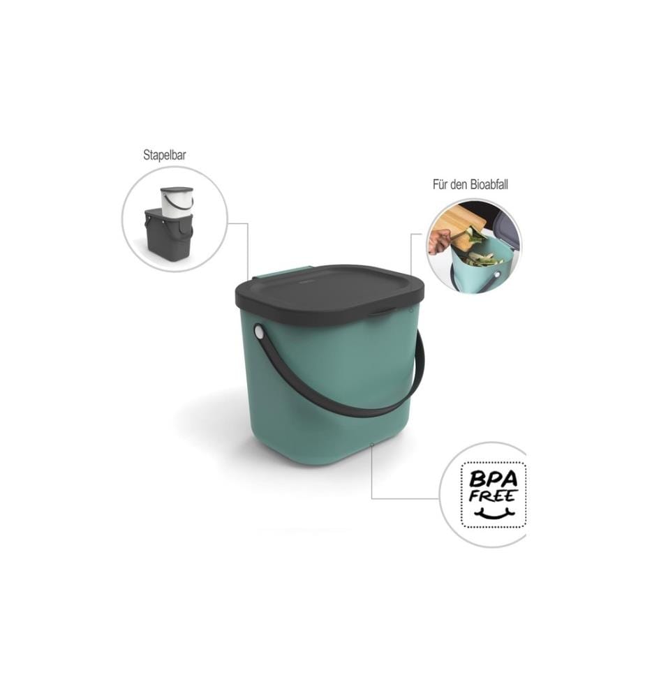 ROTHO - Recyclingbehälter Albula 6 l, Dunkelgrün