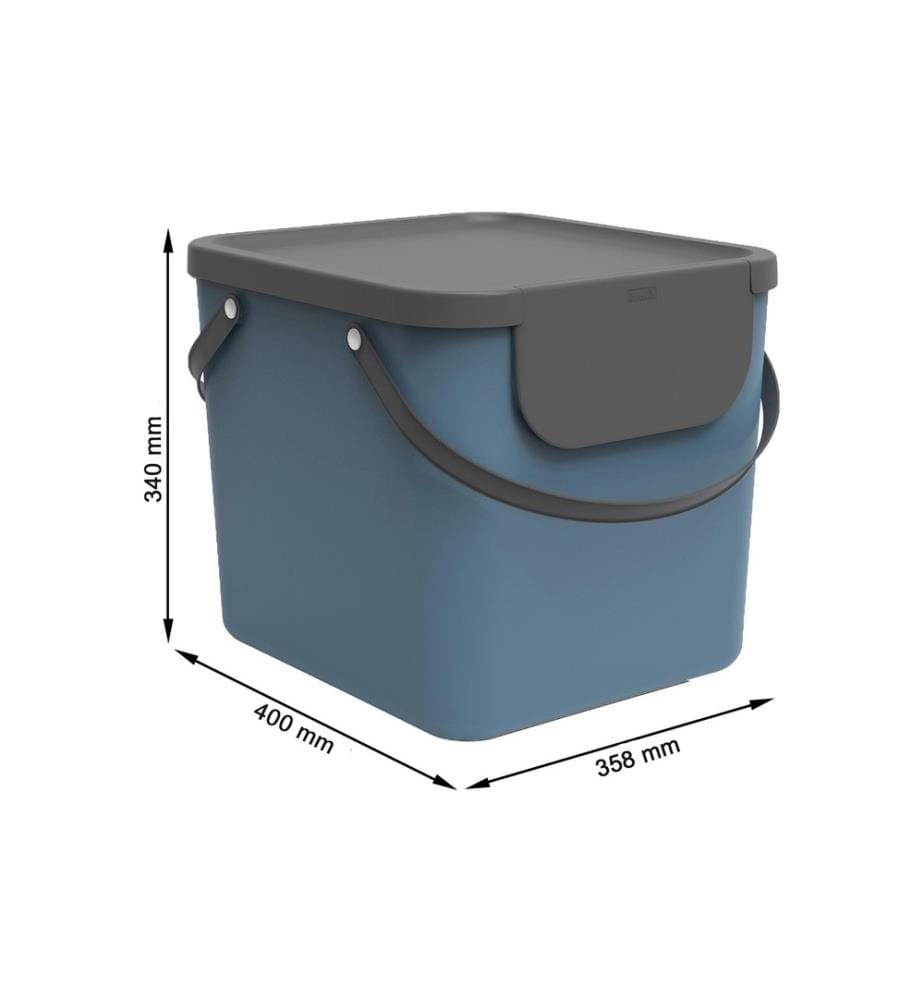 ROTHO - Recyclingbehälter Albula 40 l, Blau/Grau/Schwarz