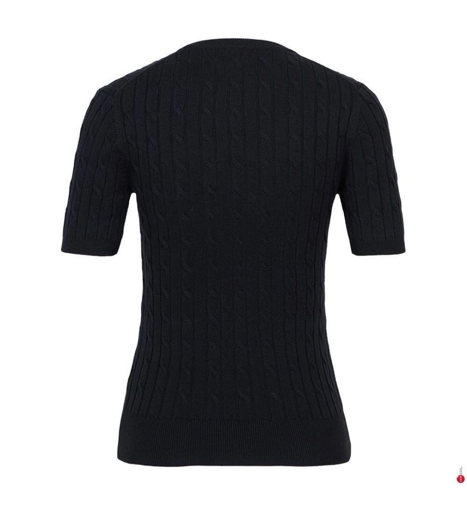 T-Shirt aus dehnbarer Baumwolle mit C-Ausschnitt - Nachtblau