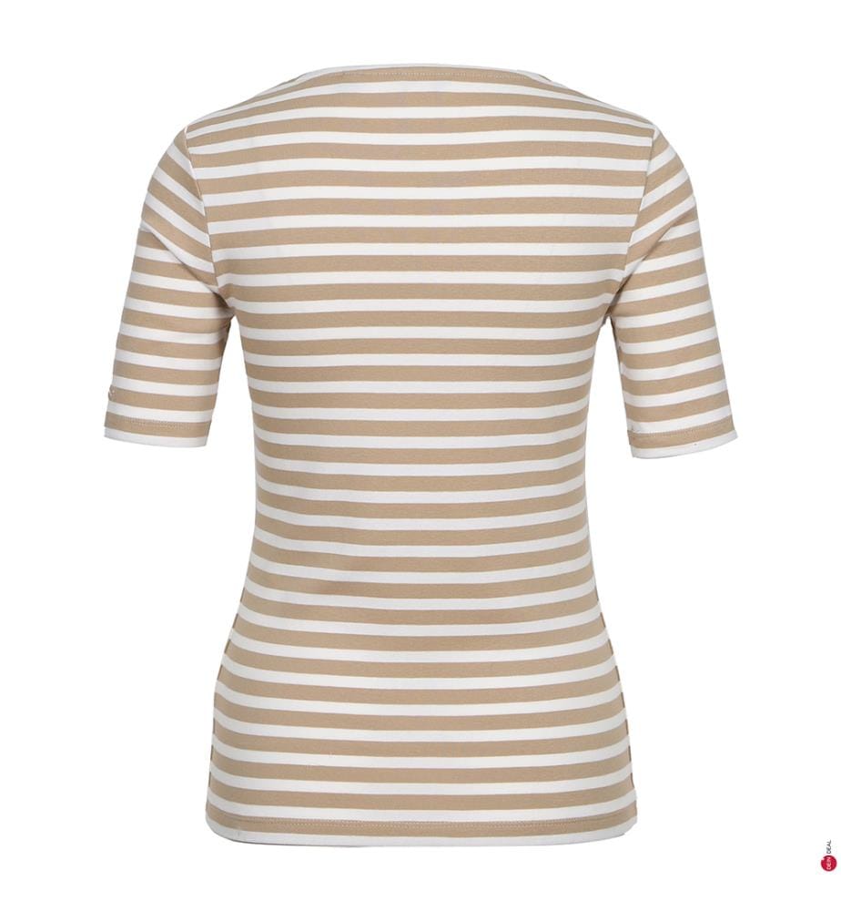 T-Shirt Striped Rib Classic Fit - Beige