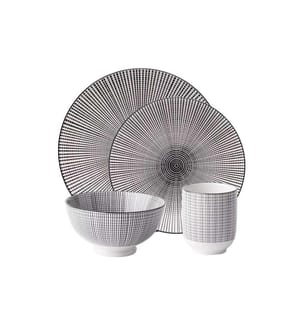 Lunasol - Set d'assiettes Elements Asia Fire 24 pcs. noir/blanc