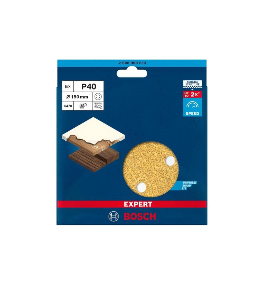 BOSCH - Professional Papier de verre EXPERT C470, 150 mm, G 40, 5 pcs.