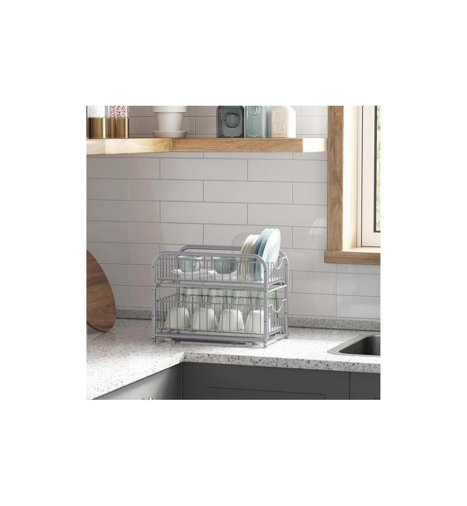 Songmics - Étagère de cuisine 2 tiroirs Argent