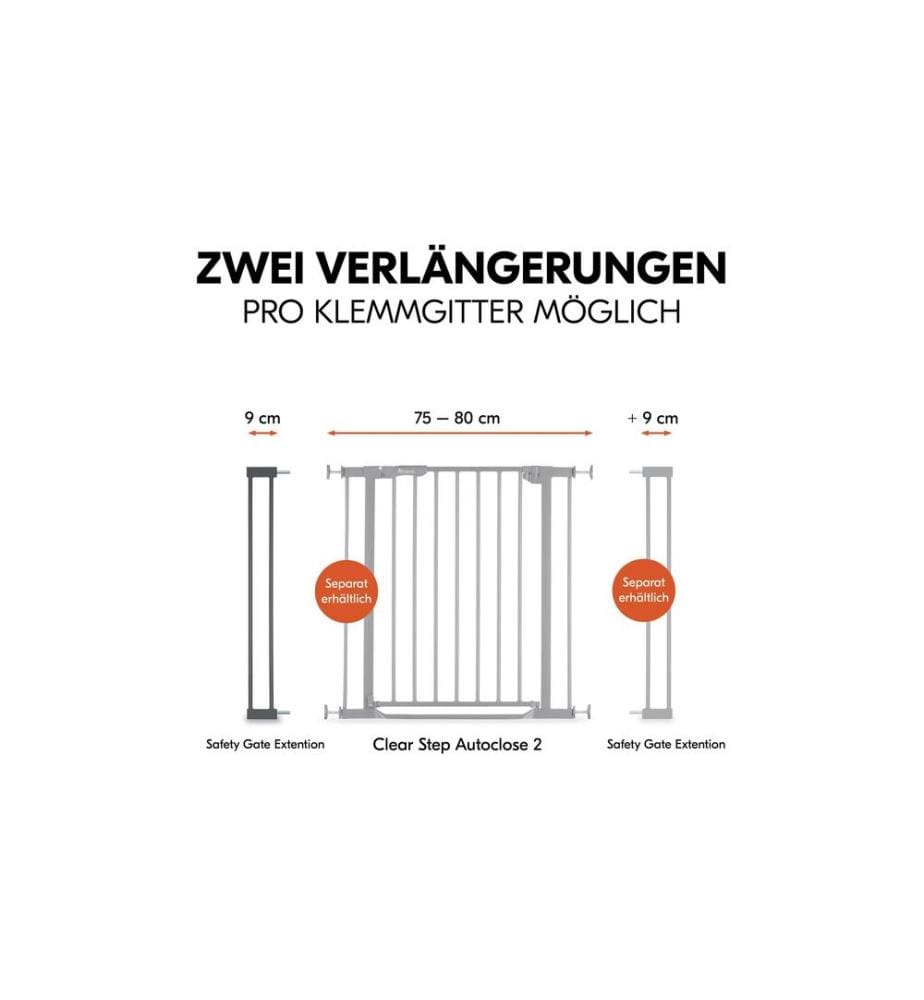 HAUCK - Rallonge Extension Safety Gate 9 cm Gris foncé