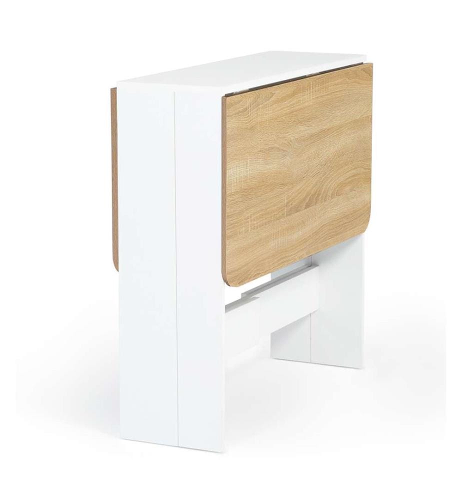 Esstisch Konsole Klappbar Platte - 27 x 76 x 75 cm - Natur und Weiss