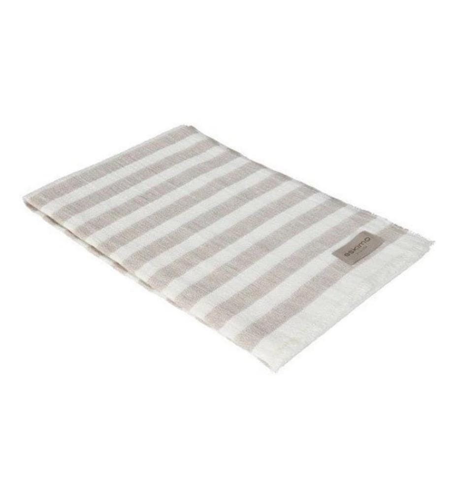 ESKIMO - Couverture Provence Bandes, 130 x 180 cm, Beige clair/Blanc