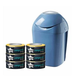Sangenic Tec Windelmülleimer Starter Pack + 6 Kassetten - Blau
