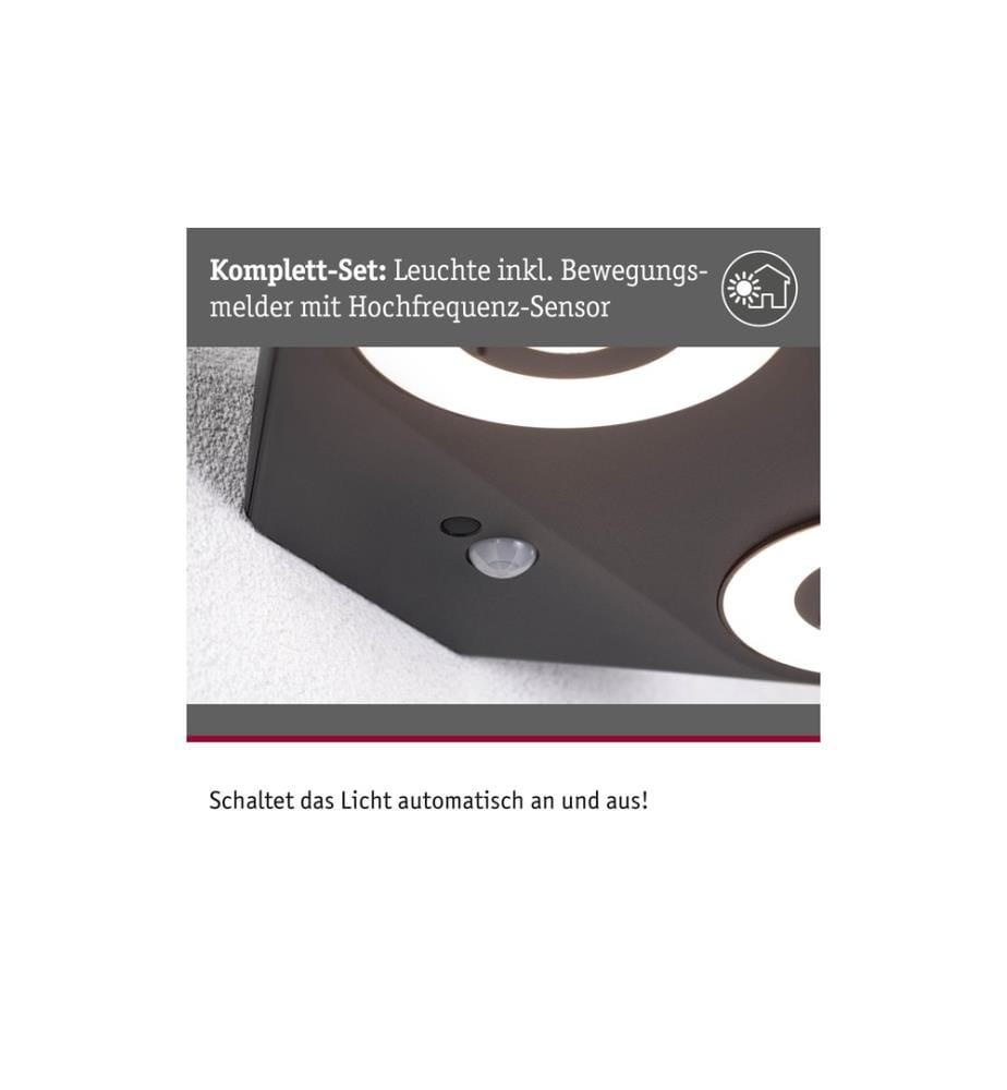 PAULMANN - LED Aussenwandleuchte Silma Bewegungsmelder Anthrazit